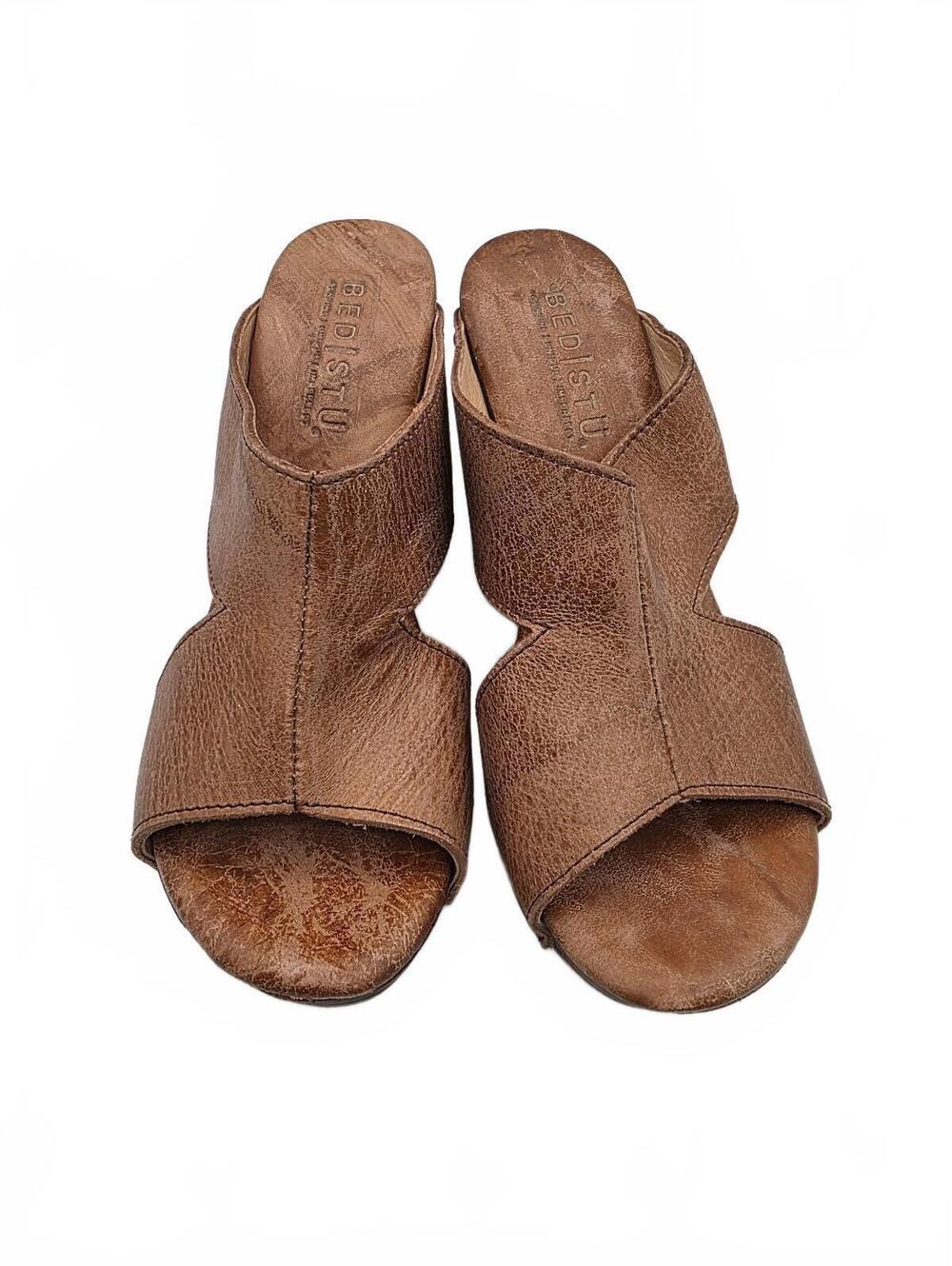 Bed Stu Womens Olea sandals shoes distressed leather wood platform wedge sz 7.5 - Picture 2 of 10